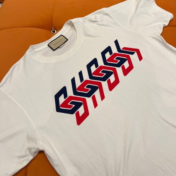 COTTON JERSEY T-SHIRT WITH GUCCI MIRROR PRINT - Picture 6 of 10